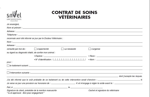 CONTRAT DE SOINS VETERINAIRES : CARNET DE 50